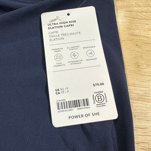 Athleta Ultra High Rise Elation Capri Navy Leggings Women's Size XS New With Tag - Picture 8 of 12